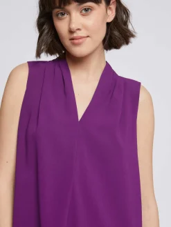 Paule Ka Top Col V En Crepe Revers Satin<Femme Tops