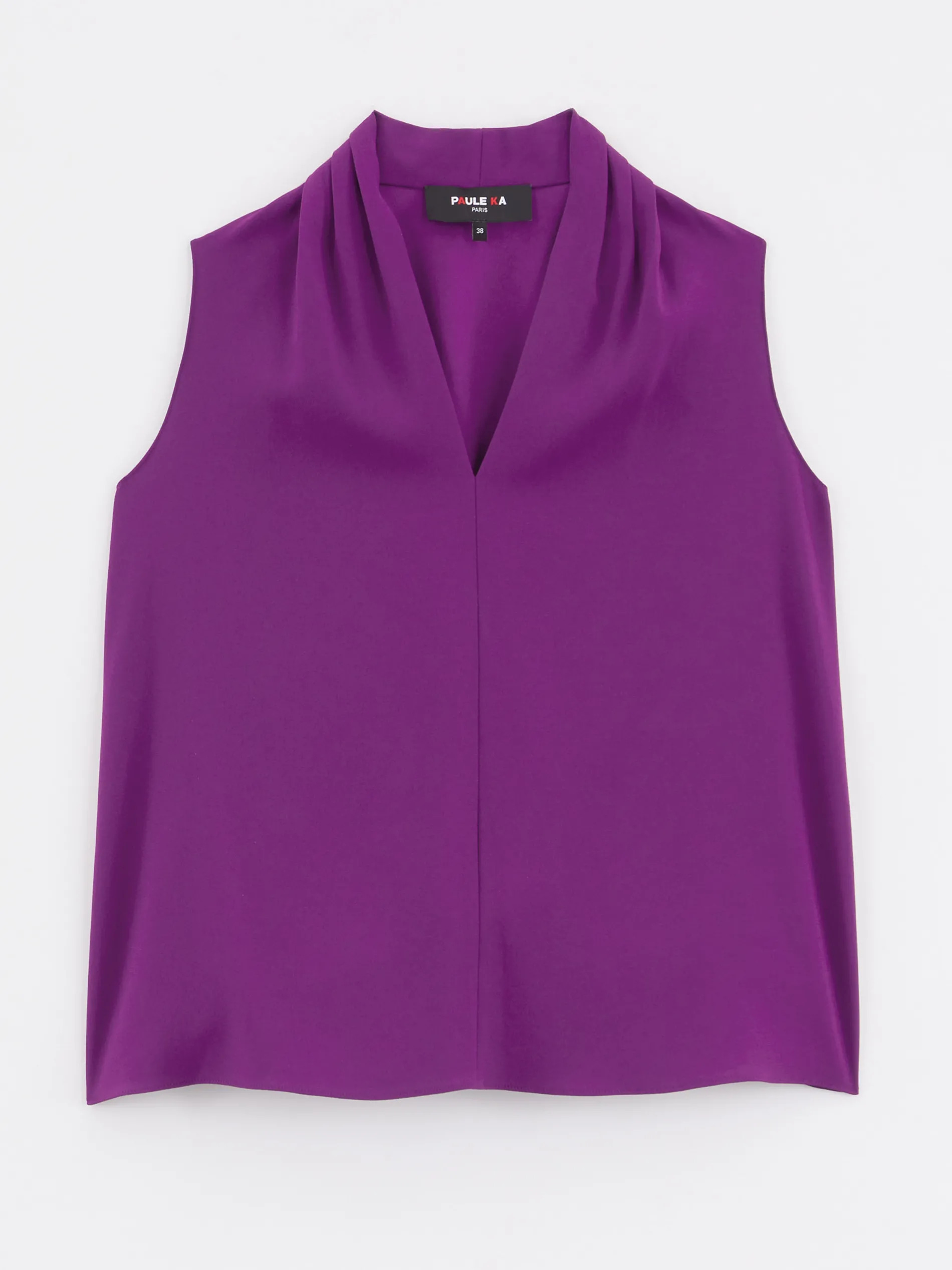 Paule Ka Top Col V En Crepe Revers Satin<Femme Tops