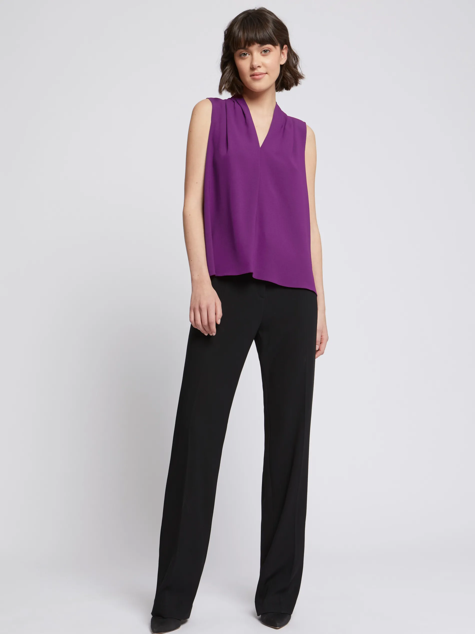 Paule Ka Top Col V En Crepe Revers Satin<Femme Tops