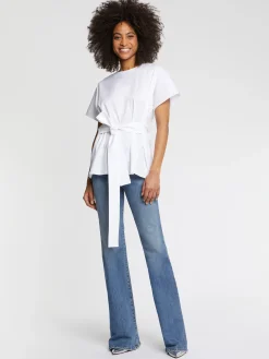 Paule Ka Top Noue A La Taille En Popeline De Coton<Femme Tops