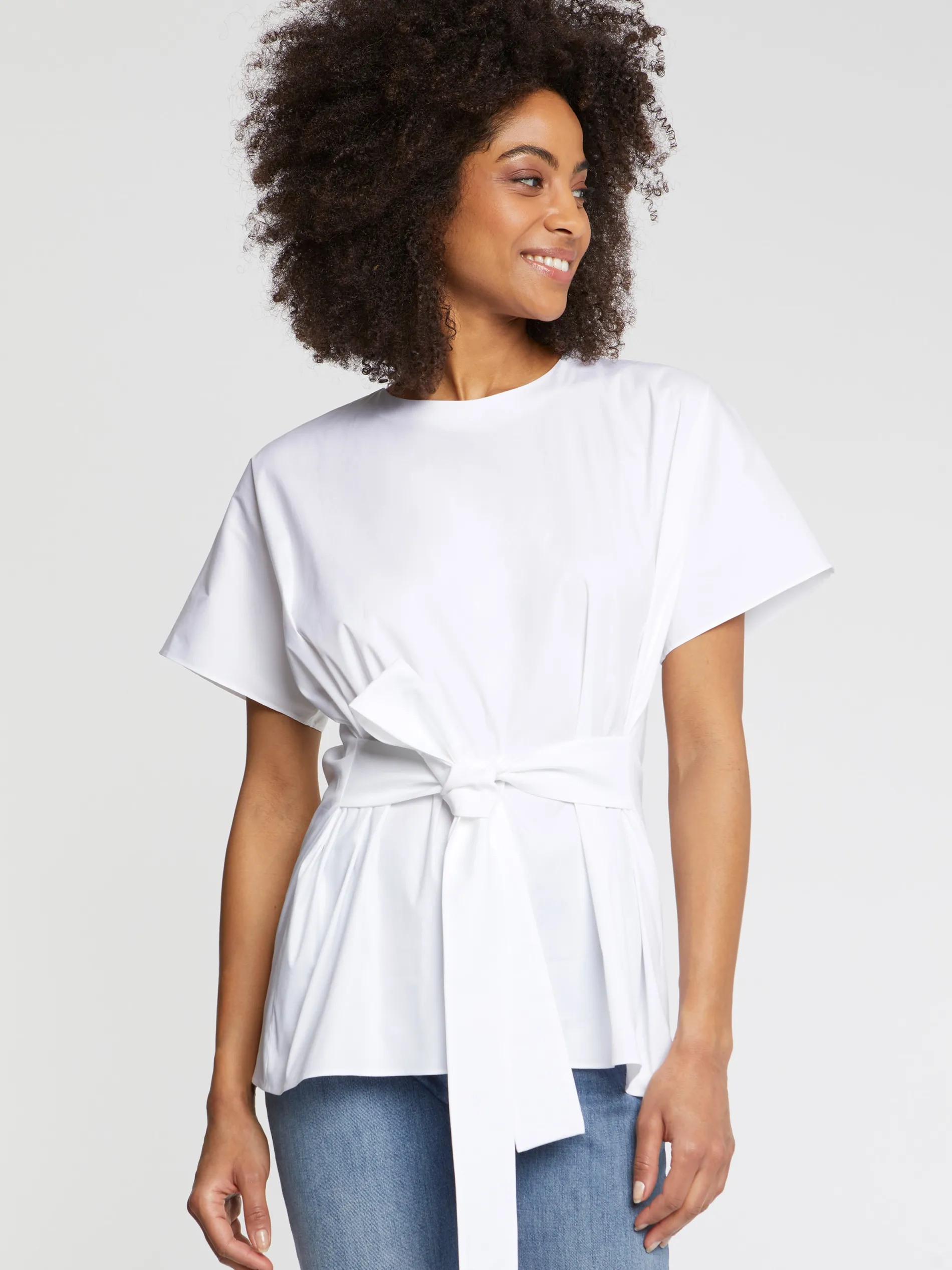 Paule Ka Top Noue A La Taille En Popeline De Coton<Femme Tops