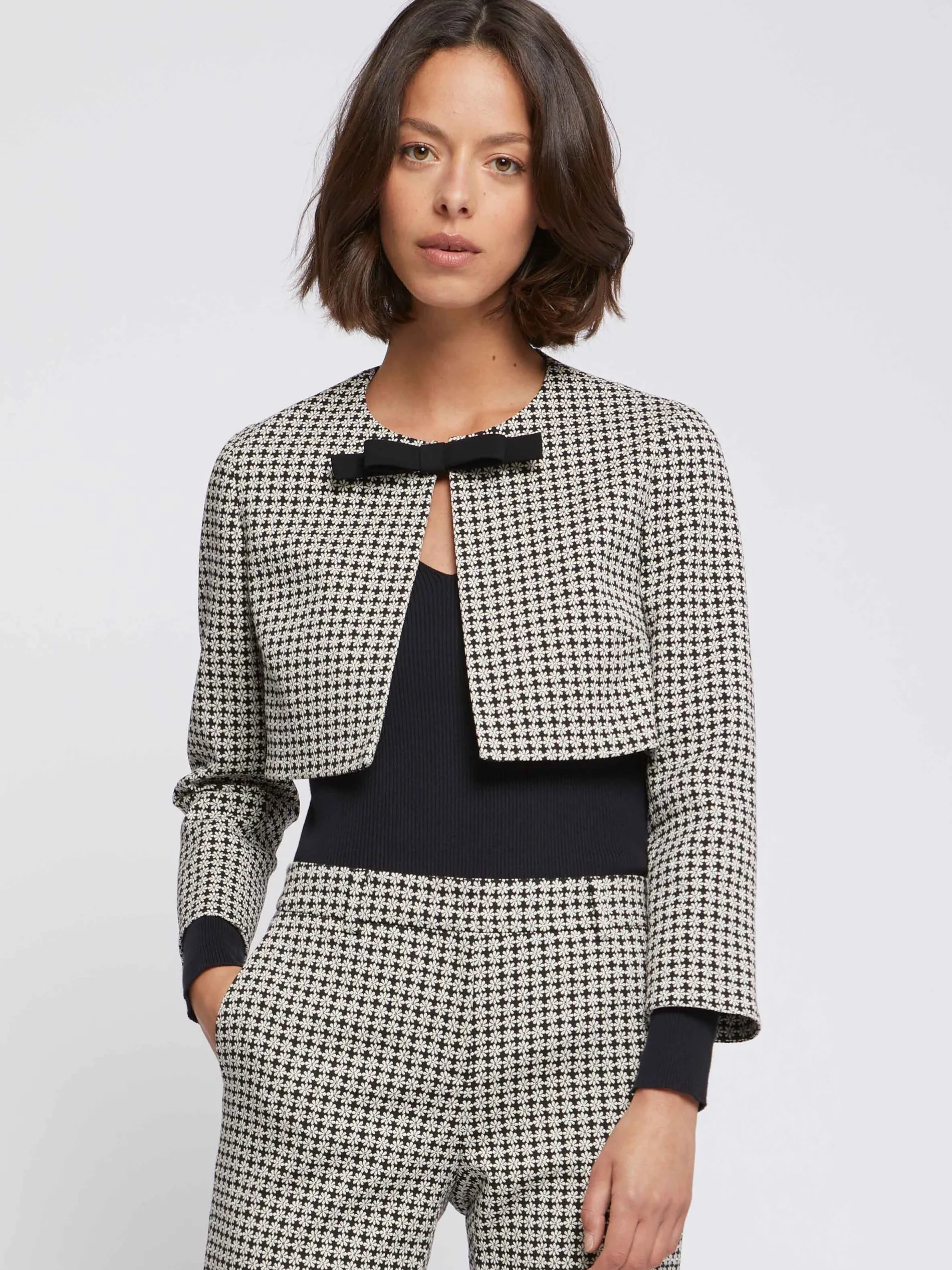 Paule Ka Veste Bolero A Noeud En Jacquard Imprime Paquerettes<Femme Vestes