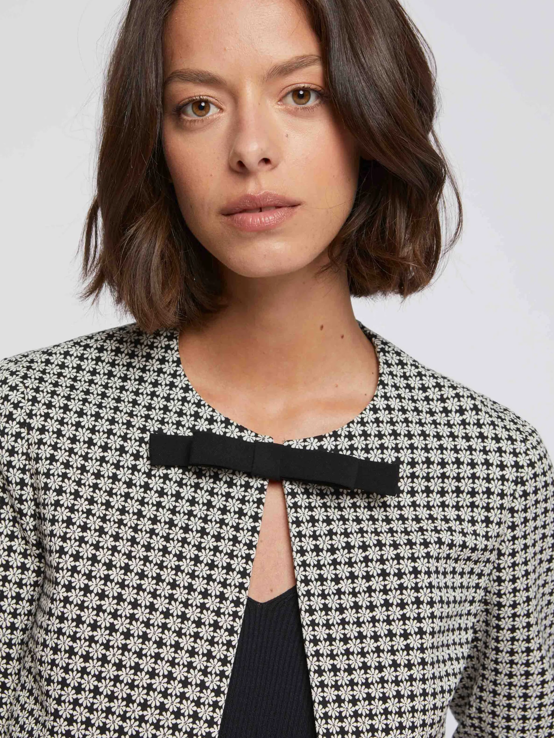 Paule Ka Veste Bolero A Noeud En Jacquard Imprime Paquerettes<Femme Vestes