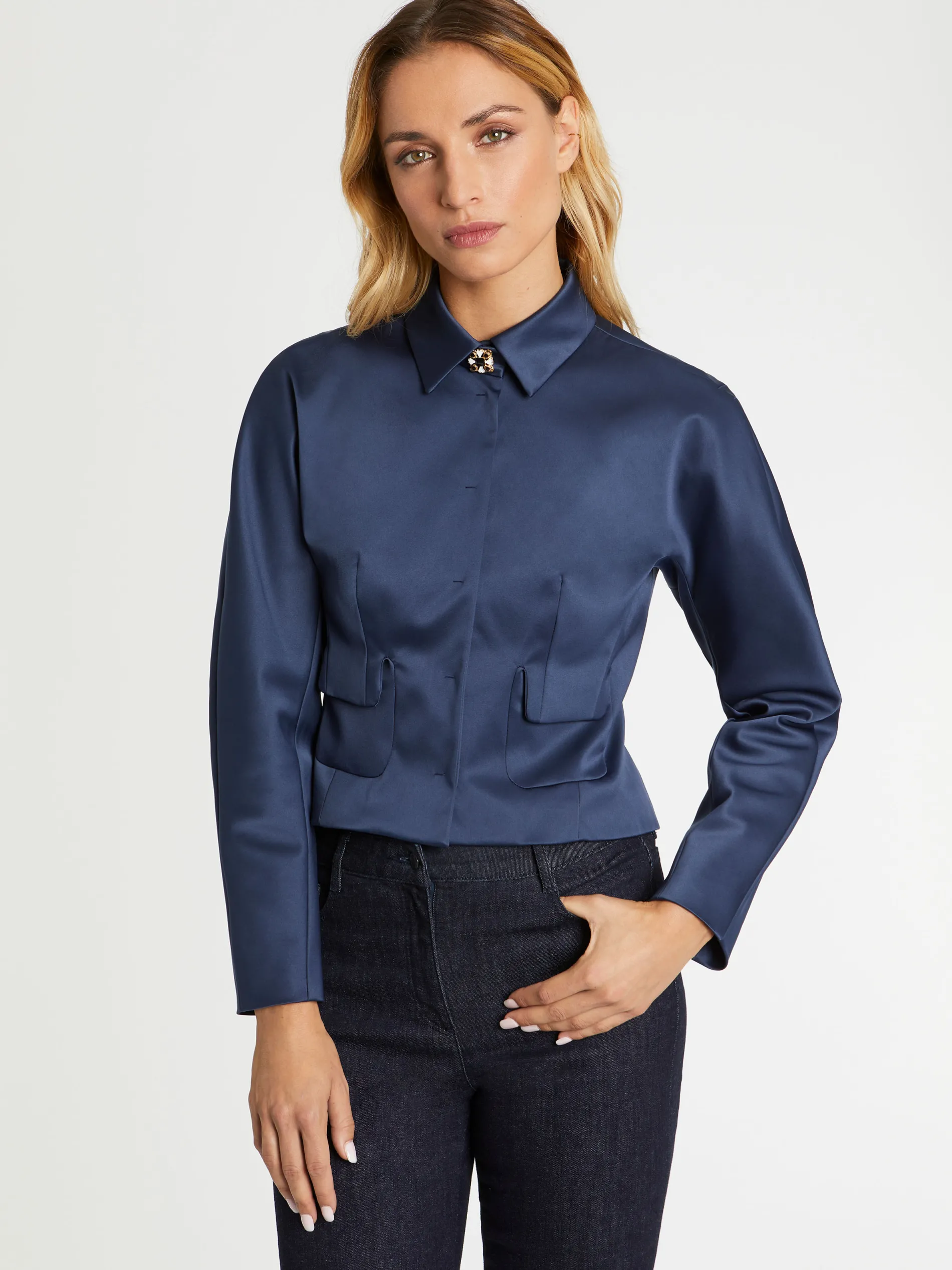 Paule Ka Veste Courte Cintree En Satin<Femme Vestes