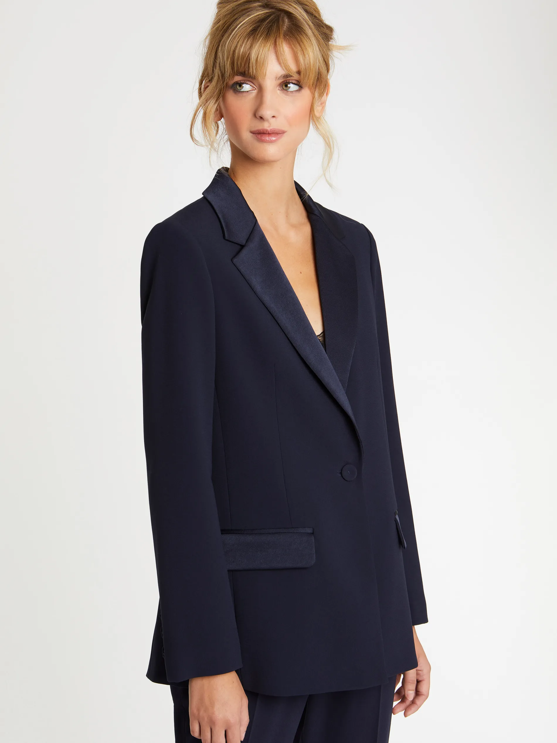 Paule Ka Veste De Costume Droite En Tissu Crepe<Femme Vestes